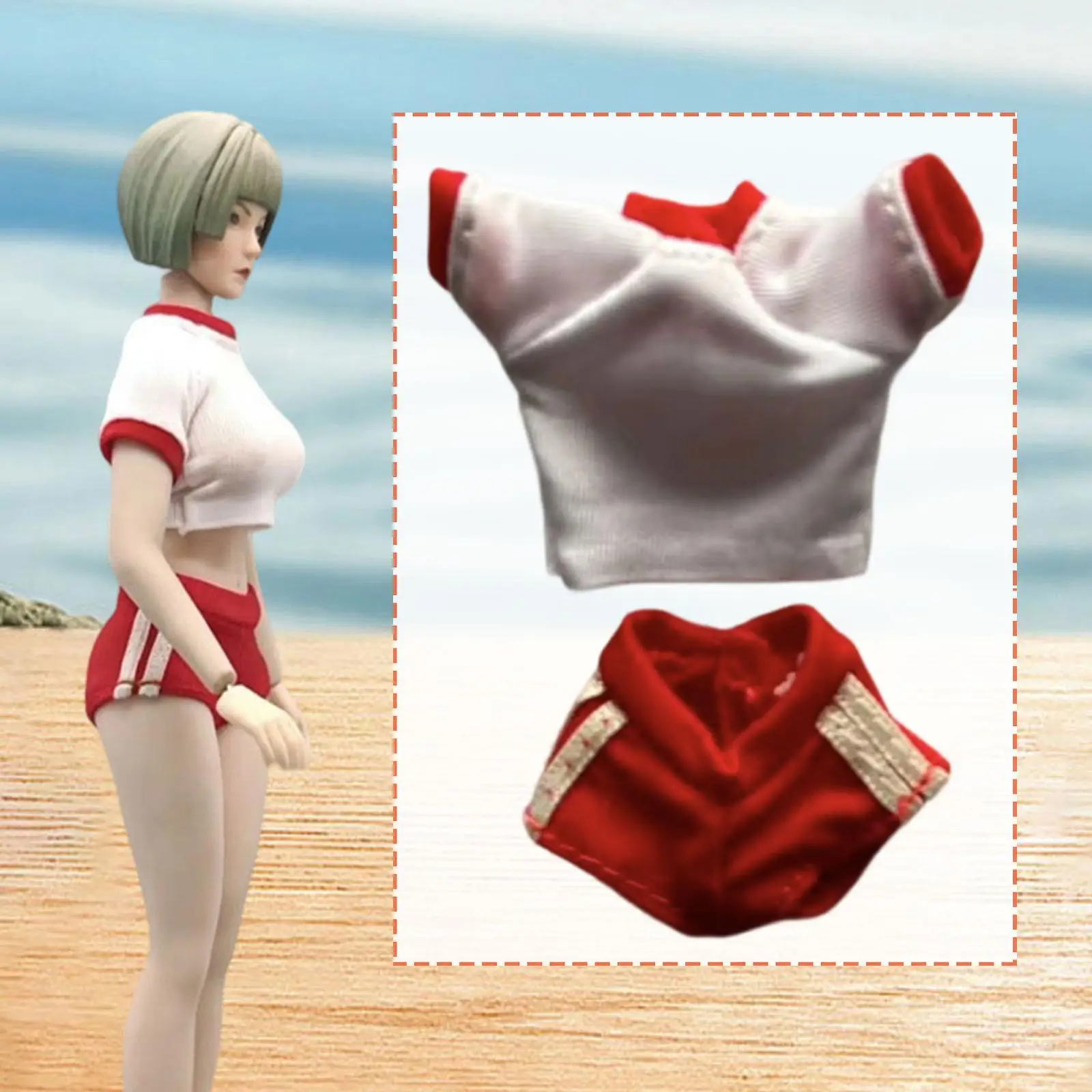 

1/12 Action Figure Sports Outfit Miniature Shorts and Shirt Durable Fabric Clothes for Female Dolls