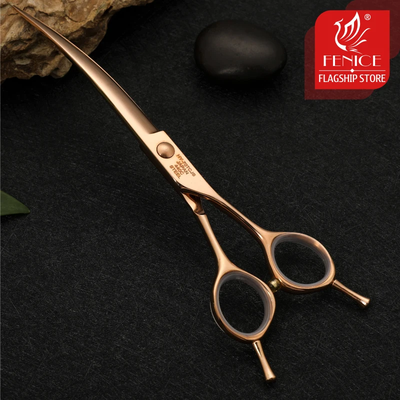 Imagem -03 - Fenice Professional Diamond Screw Curved Scissors Pet Shears com Dentes Pequenos Posicionável Grooming Scissors Jp440c 625 675