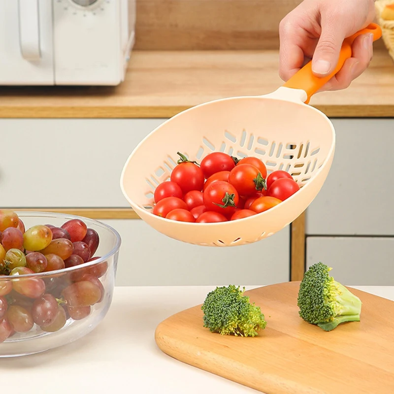 ABRW-Colador escopo, mango colador de silicona, colador colador, cuchara de silicona para cocinar, colador de cuchara colador de Pasta
