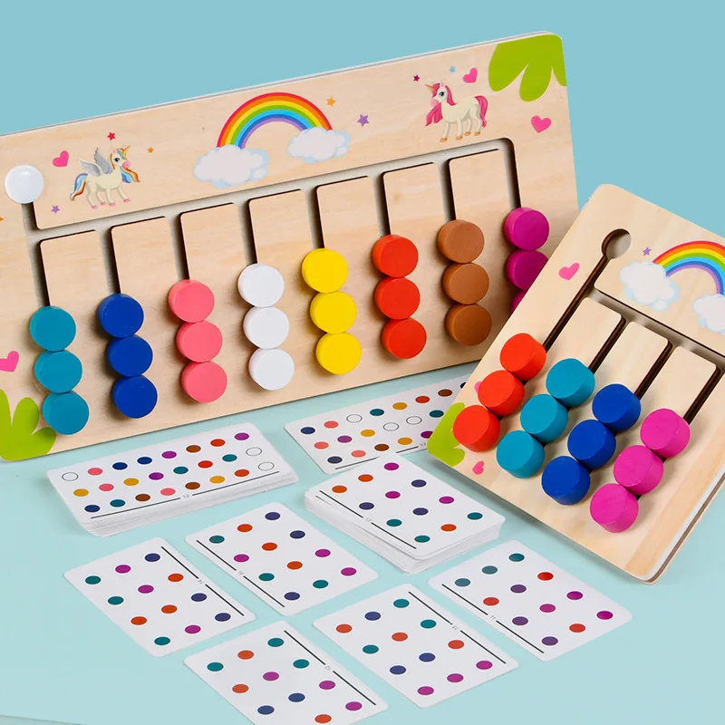 Giocattoli di apprendimento Montessori Puzzle di colore e forma Mobile, gioco logico di rompicapo abbinato giocattoli educativi precoci in legno per bambini