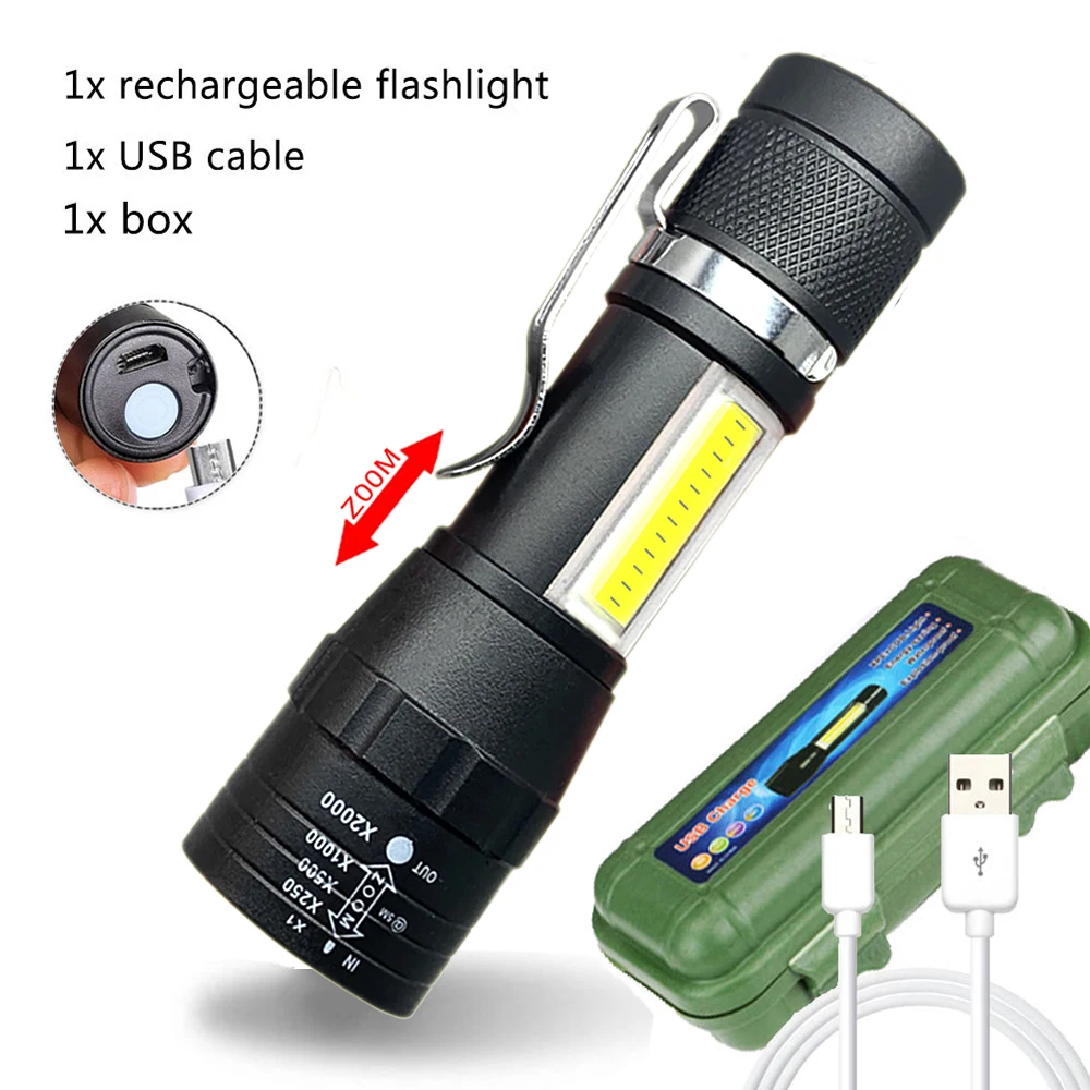 Portable Rechargeable Zoom LED Flashlight XP-G Q5 Mini Flash Light Torch Lantern 3 Lighting Modes Camping lamp