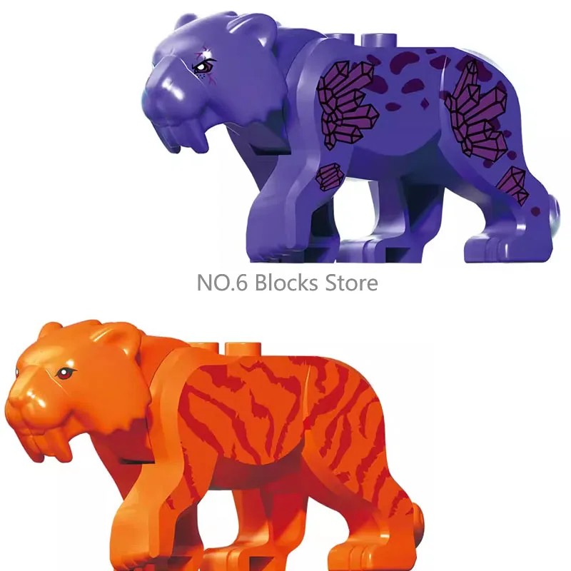 Wildtier-Bausteine MOC Tiger Löwe Elefant Bär Hai Adler Wolf Modellbausatz DIY Lernspielzeug Geschenke für Kinder S11