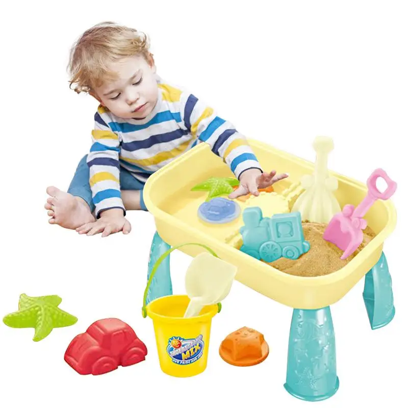 

Sand And Water Table For Toddlers Kids Play Sand&Water Table 16PCS Sandbox Table With Beach Sand Water Toy Toddlers Sensory Play