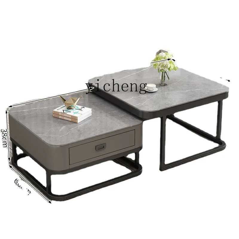 ZC Simple Stone Plate Coffee Table Multi-Functional Small Apartment Living Room Home Combination Hotel Side Table