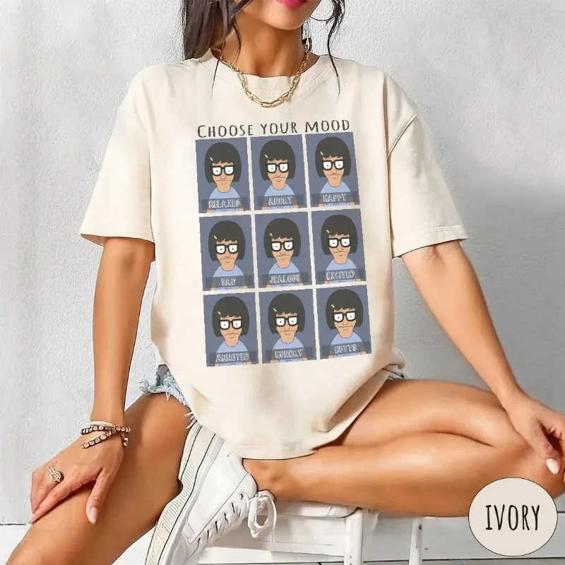 Tina Belcher Shirt: Bob's Burgers Unisex Tee, Choose Your Mood Summer unisex Loose and Breathable cotton T-shirt