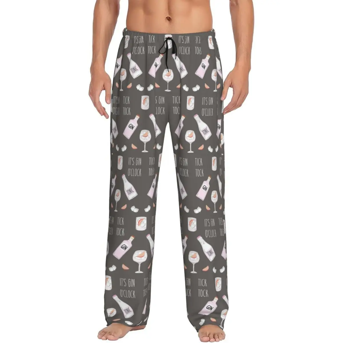 Custom Gin O'clock Gin Lover Gi Pajama Pants Men Sleepwear Sleep Lounge Bottoms with Pockets