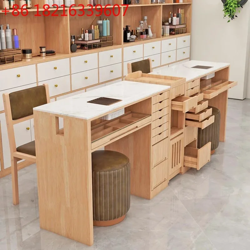 YAO Simple Retro Nail Table With Drawers Storage Trendy Elegant Nail Table With Dust Collector Design Muebles Manicurista Furnit