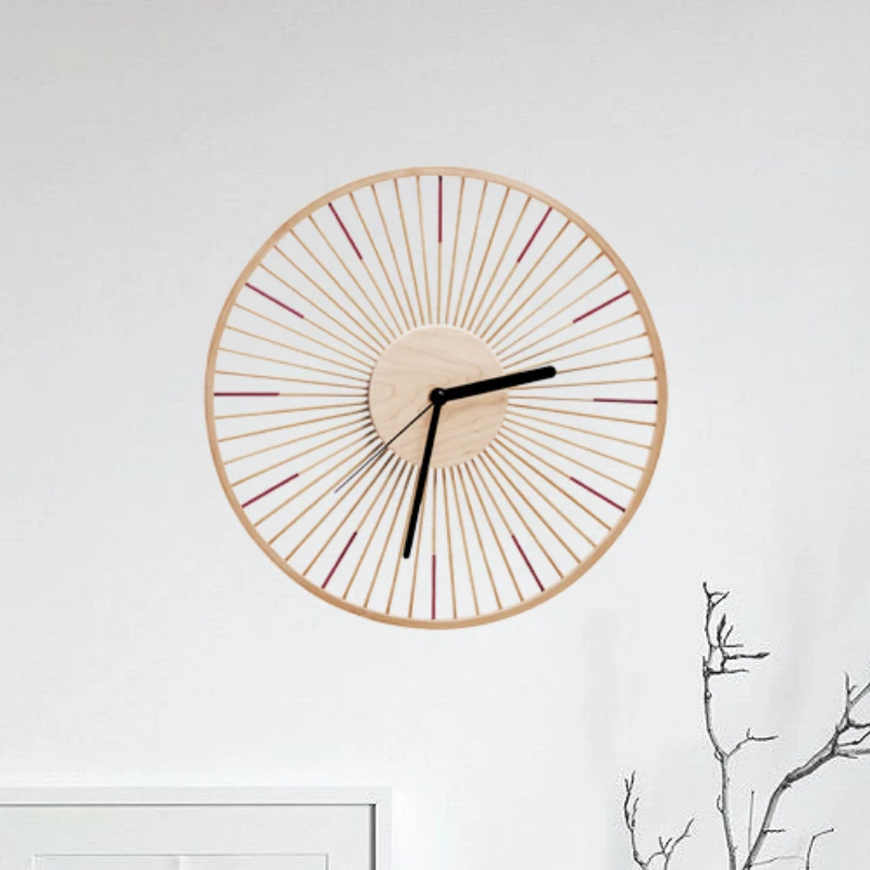 

Silent Nordic Wall Clock Modern Design Round Rural Wooden Decoration Watch Wall Kitchen Mute Wandklok Living Room Decoration