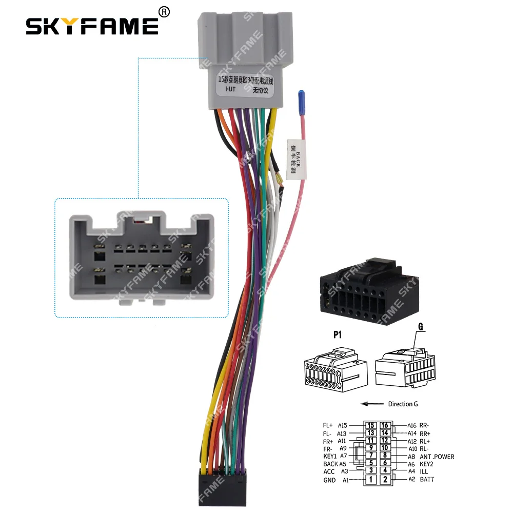 SKYFAME Car 16pin Wiring Harness Adapter Android Radio Power Cable For Buick Excelle Chevrolet Sail 3 Onix Prisma Spin