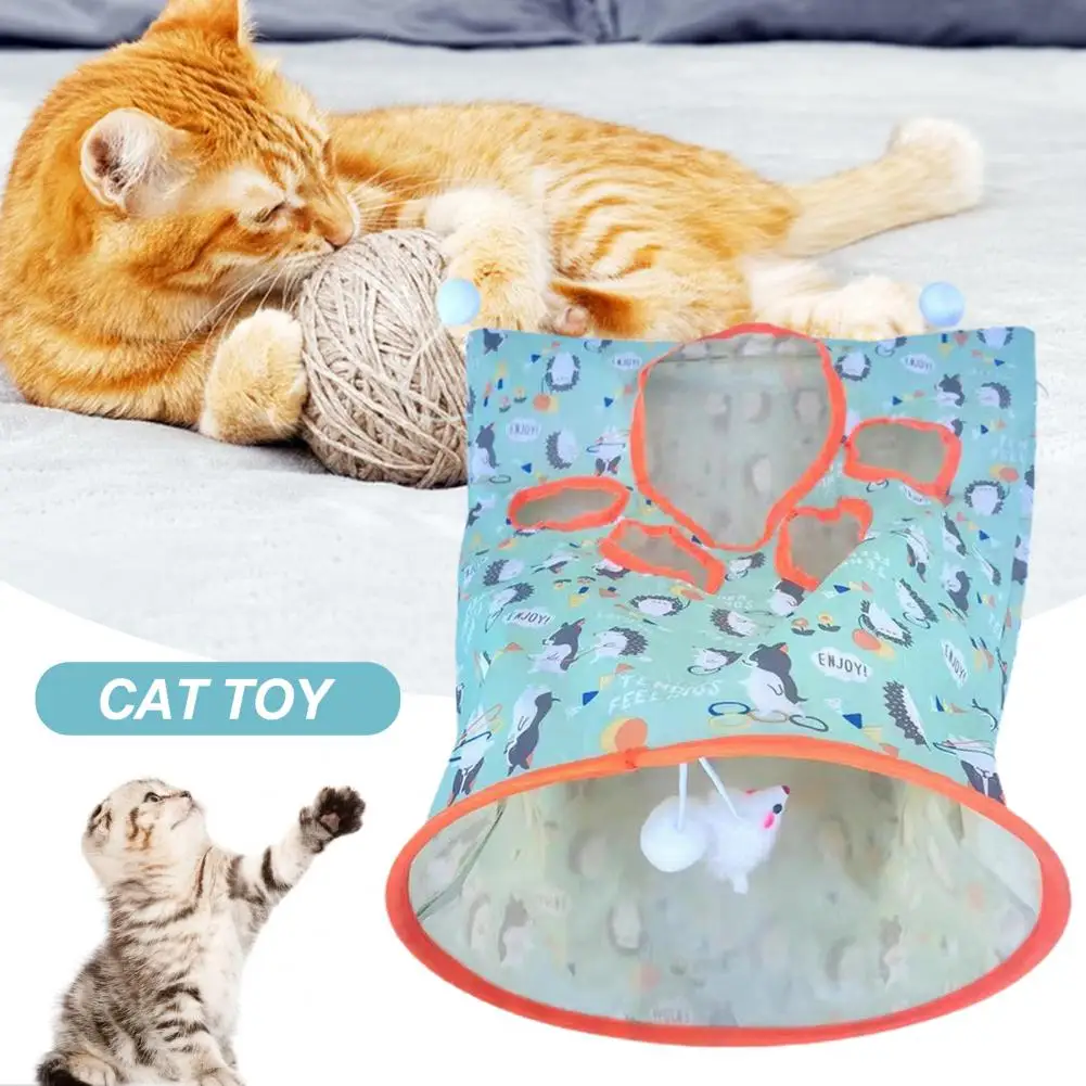 Pet Toy Set Cat Tunnel Toy with Plush Ball Crinkle Paper Collapsible Bag for Kittens Puppies Rabbits Indoor Pet Teaser Toy