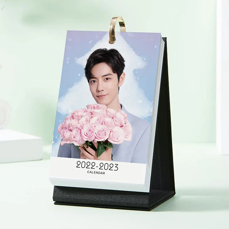 2022 New Simple Desk Calendar Xiao Zhan Zhou Calendar Cross Year Calendars Star Desk Calendar 2022.6-2023.5 Desktop Decoration