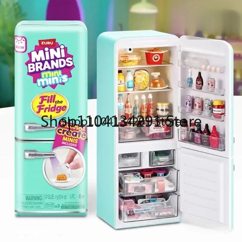 الأصلي ZURU ثلاجة صغيرة لعبة صغيرة صندوق أعمى مجموعة مسرح مصغرة ألعاب طعام دمية الدعائم مفاجأة الكرة
