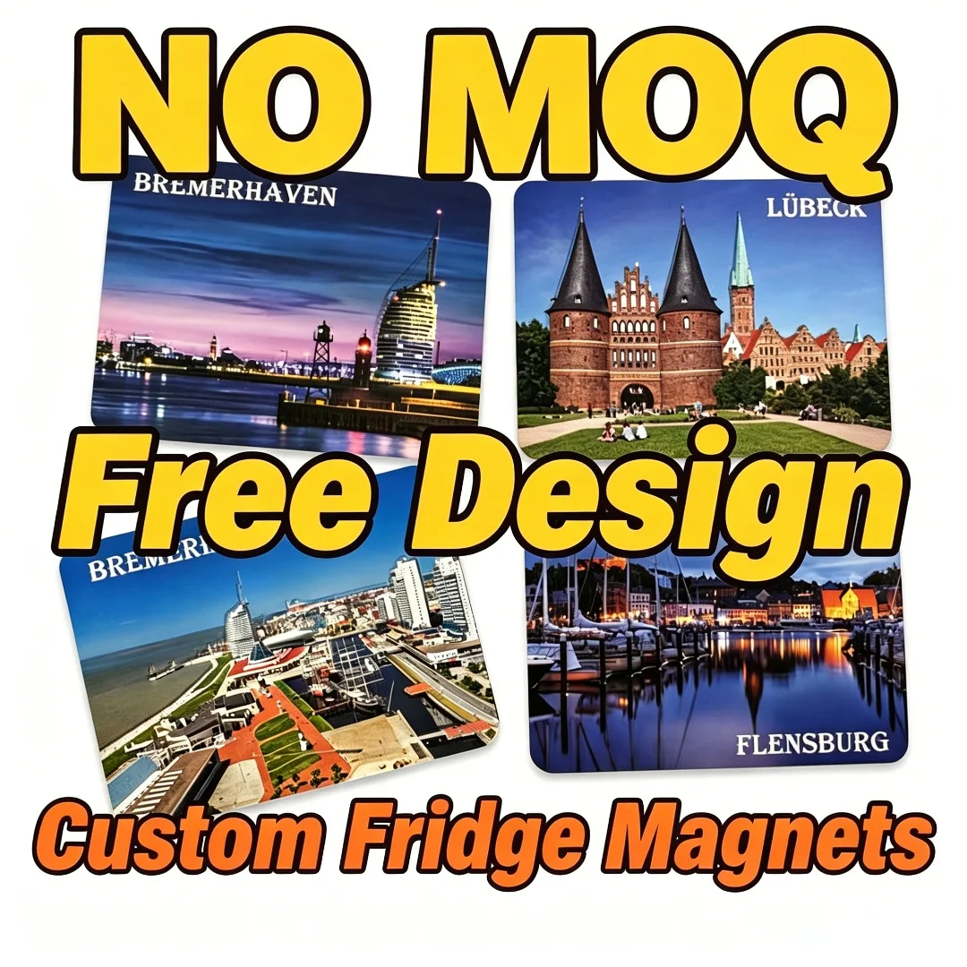 Custom Rectangle Fridge Magnet Personalized European City Landscape Refrigerator Decor DIY Custom Travel Souvenir Gift