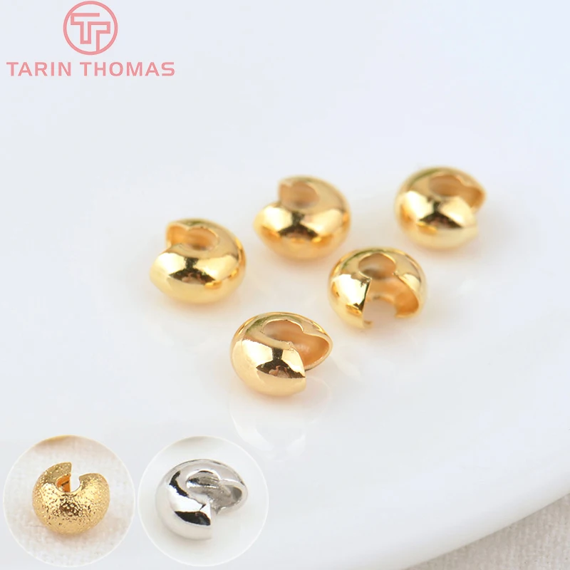 (3824)20PCS 3.5x4MM 5.6x6.4MM 24K Gold Color Brass Ball Chain Connected Clasps Covered for Necklace Making Jewelry Accessories