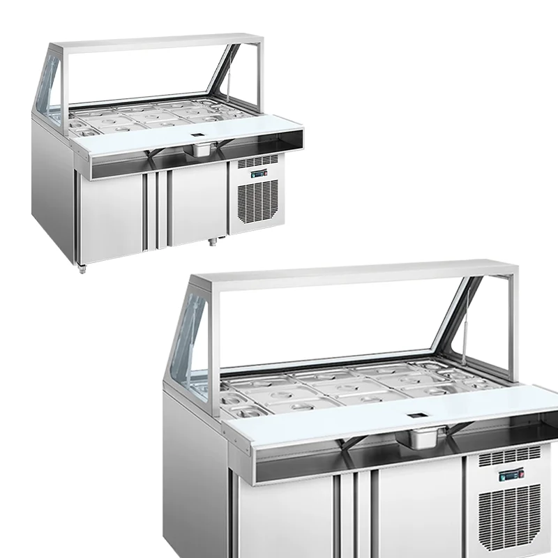 Réfrigérateur commercial en acier inoxydable, type d'intervalles, bar à salade, comptoir à salade
