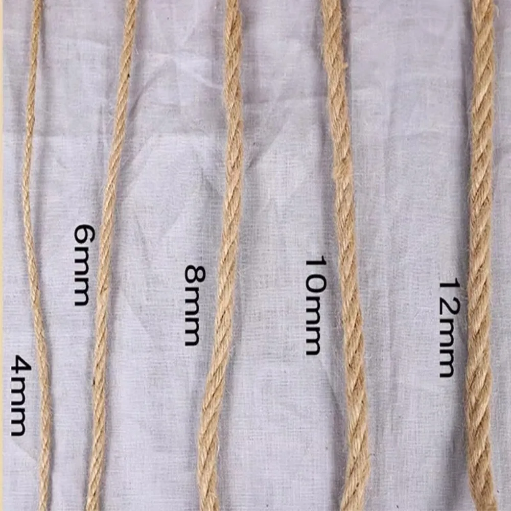 유용한 4mm-12mm 천연 황마 로프 DIY 공예 10M 트위스트 코드 솔리드 내구성 꼬기 로프 애완 동물 긁기