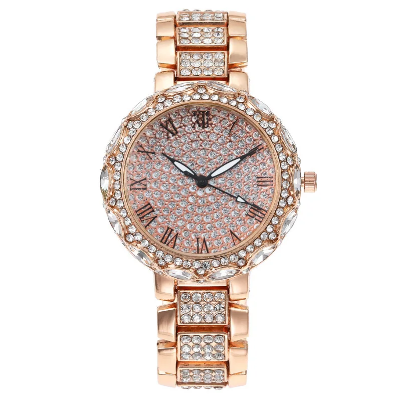 Women Quartz Watch Roman Pattern Fashion Female Watches Diamond Encrusted Starry Sky Luxury Starry Dial Elegant Timepiece