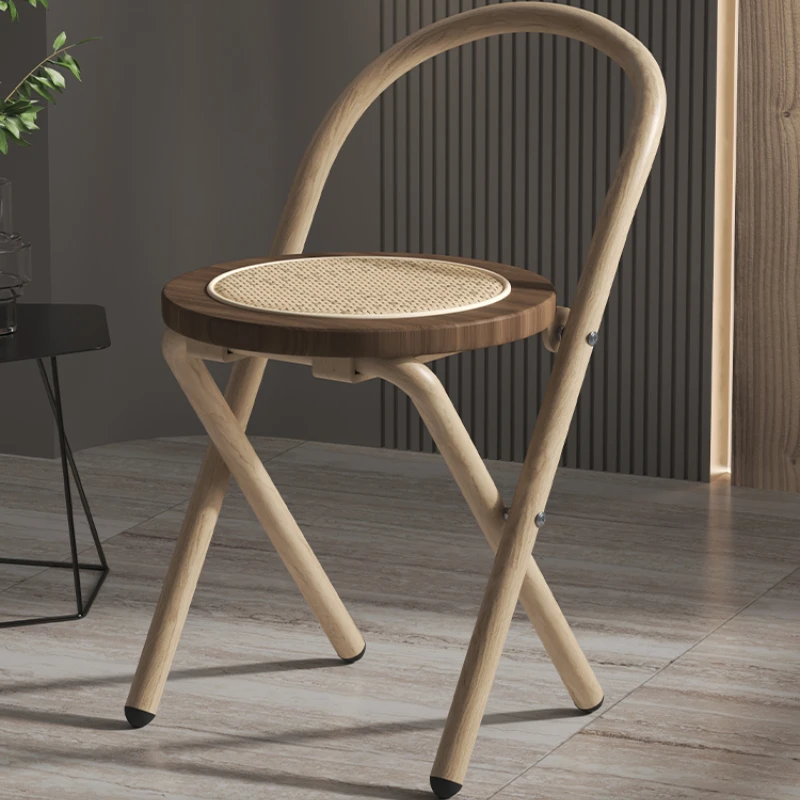 Nordic Style Household Can Stack Bar Chair with Back Folding Dining Chair Japanese Style Leisure Stool Living Room Furniture