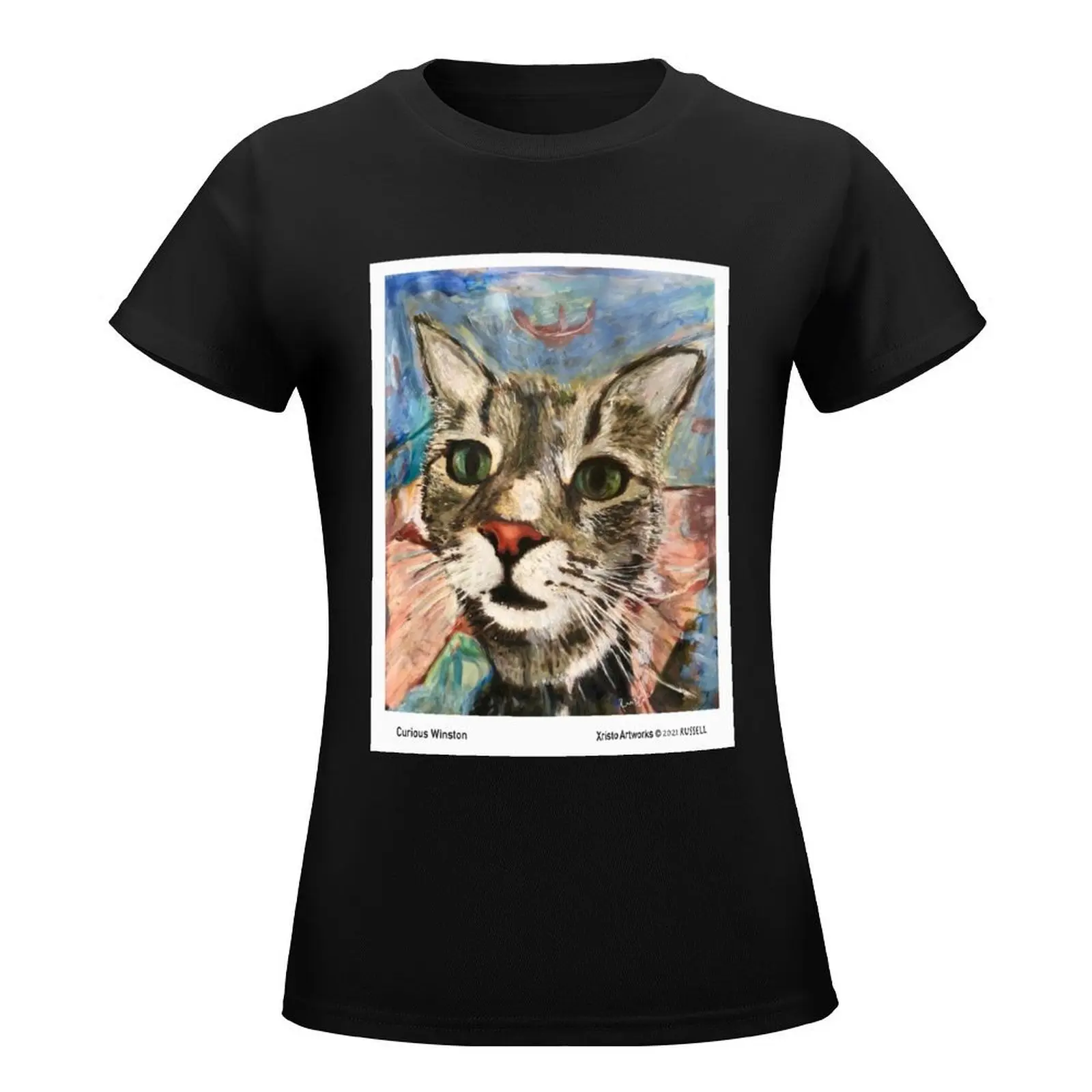 Curious Winston _Cat T-Shirt Short sleeve tee tees Women t shirt