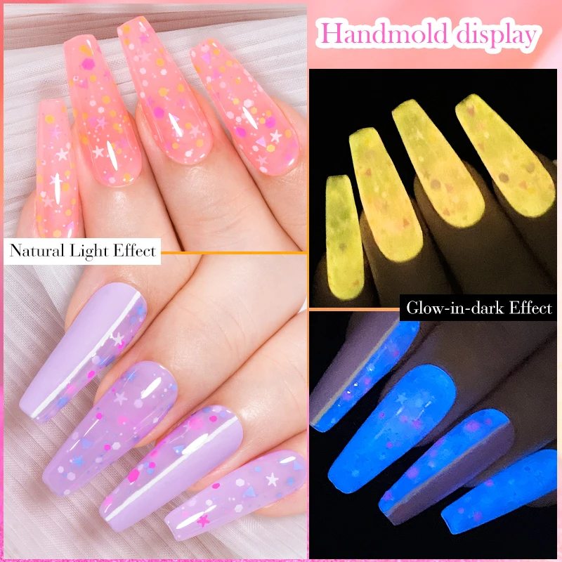 12PCS/SET Fluorescent Night Light Nail Polish Gel Luminous Removable Semi-Permanent Polish Nail Salon Diy Nail Art Varnish Kit