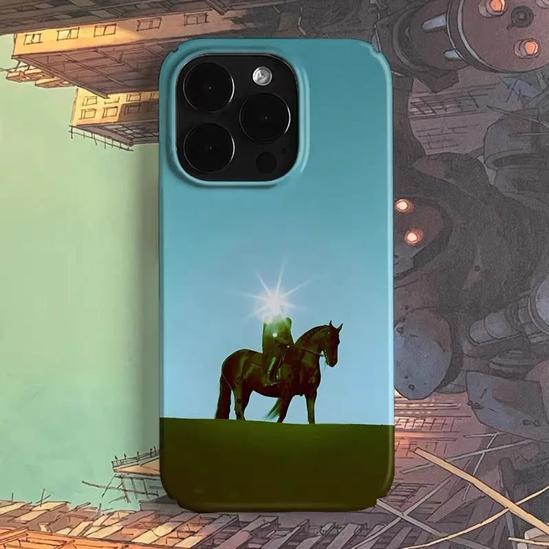

Blue Scorching Sun, Galloping Horse Phone Case for IPHONE 17 Air 16E 15 PROMAX 14Plus 13 12MINI 11 16Plus XR Acrylic Phone Cover