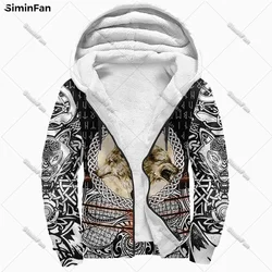 Viking Raven Wolf Dragon 3D All Over Printed Men Thicken Fleece Jacket Winter Windproof Outerwear Female Unisex Warm Zip Hoodie