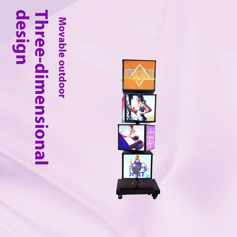 Factory direct sales cubic display rotating light box hanging installation waterproof and durable indoor/outdoor menu display