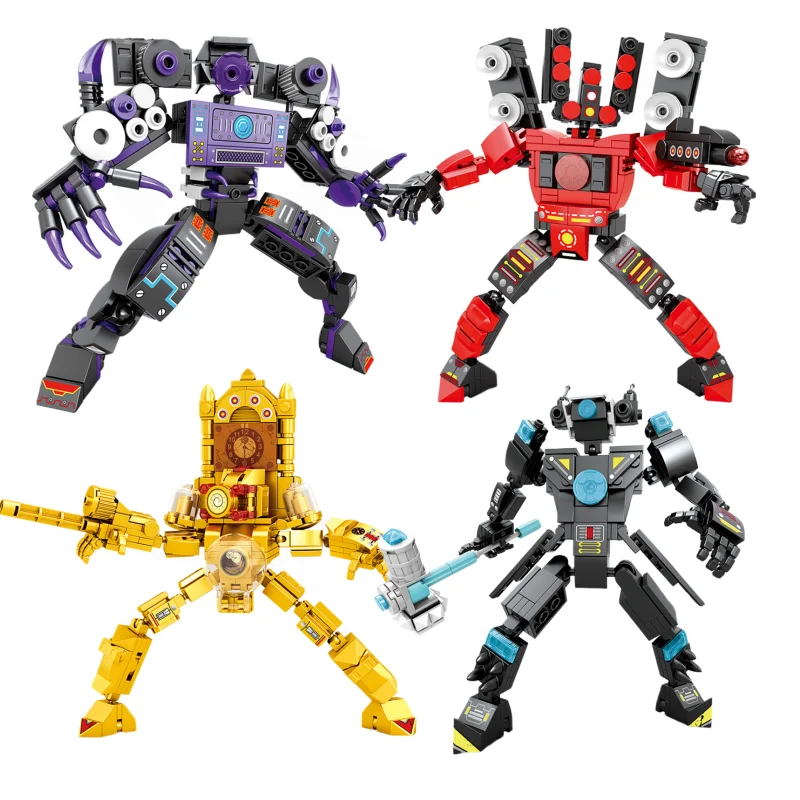 

Skibidi Toilet Surveillance Man TV Compatible Building Blocks Mini Model Action Figures Toys Christmas Halloween Birthday Gift