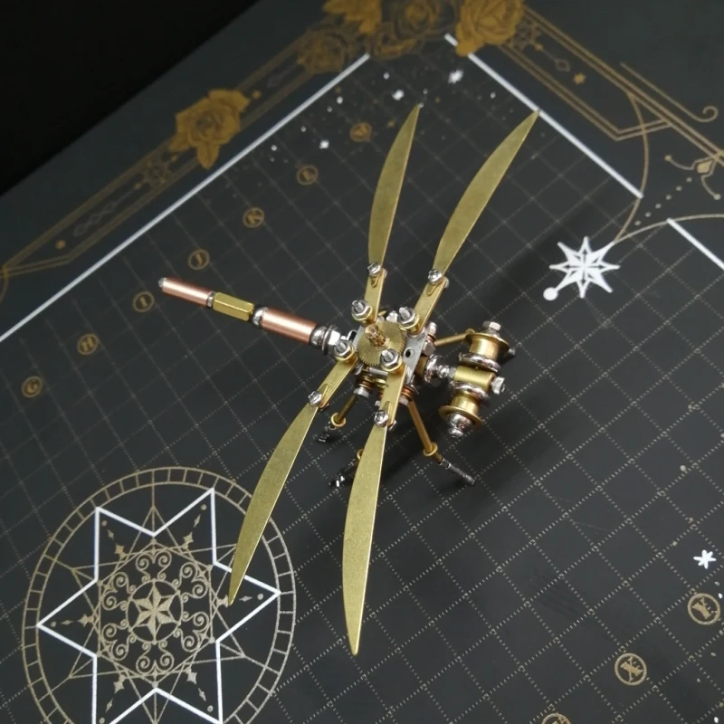 DIY metalowy montaż Dragonfly zestawy modeli 3D Puzzel zabawka dla dzieci dorosłych Steampunk mechaniczne owady ozdoby ręcznie robione chłopięce prezent