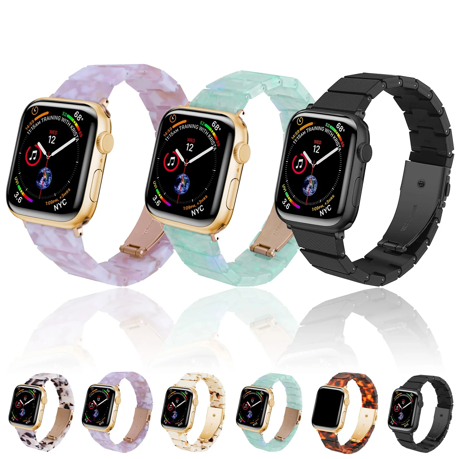 

Resin Loop Strap for Apple Watch Ultra Bands 49mm 44mm 46mm 42mm 41mm 45mm correa Breathable Bracelet for iWatch 10 9 8 7 SE 5 6