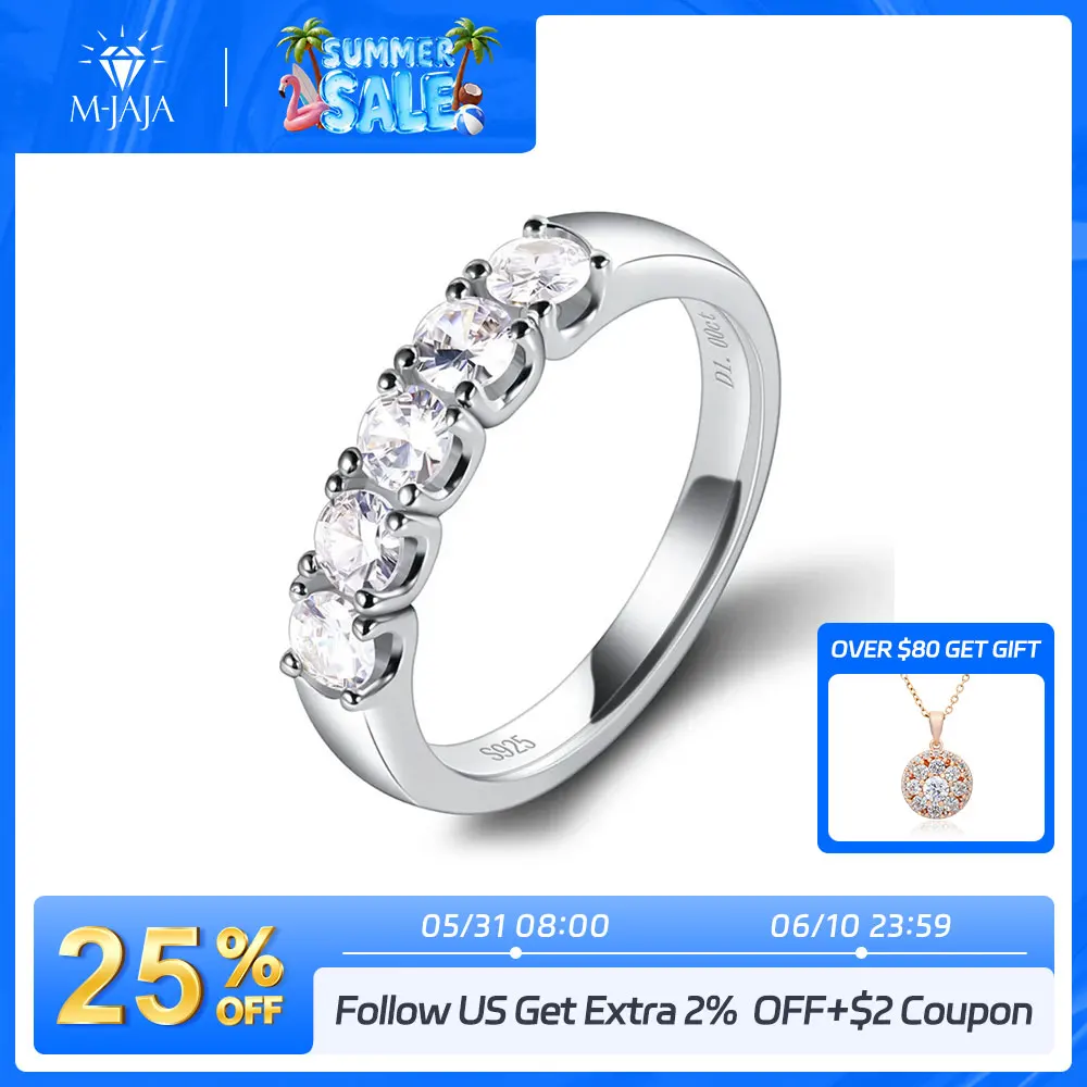 M-JAJA 3.5mm Moissanite Ring for Women S925 Sterling Silve D Color VVS1 Diamond Couple Promise Rings Wedding Band Fine Jewelry