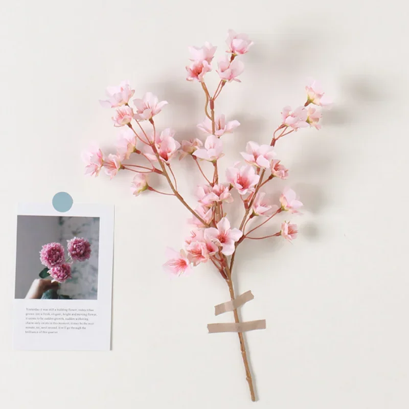 1pc Simulated Peach Blossom Artificial Short Branch Silk Flower Spring Wedding Decoration Home Decoration Fake Flower