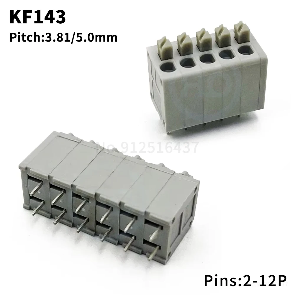 (5 pcs) KF143 - 3.81mm 5.0mm Spring Loaded PCB Terminal Block  Screwless Press Block 2~12Pin WJ236 / DG236 / DA270 3.81 / 5.0