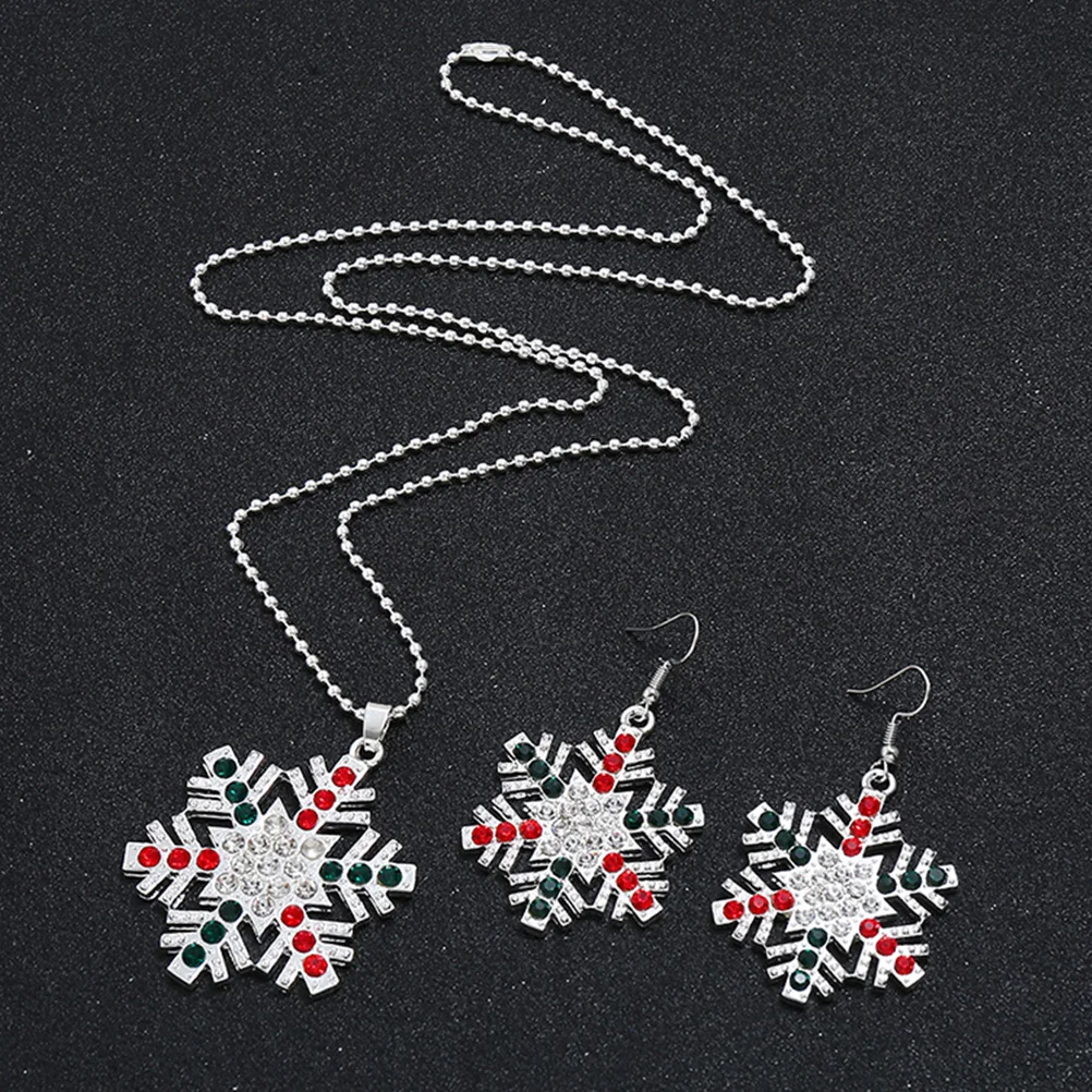 

1Set Xmas Snowflake Necklace Earring Jewelry Set Elegant Christmas Party Accessories Gift Xmas Snowflake Jewelry