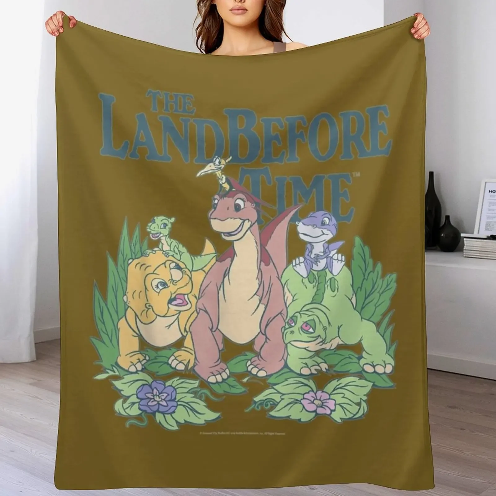 

Land Before Time Pastel Dinosaur Friends Throw Blanket Soft Plush Blanket as Housewarming Gift