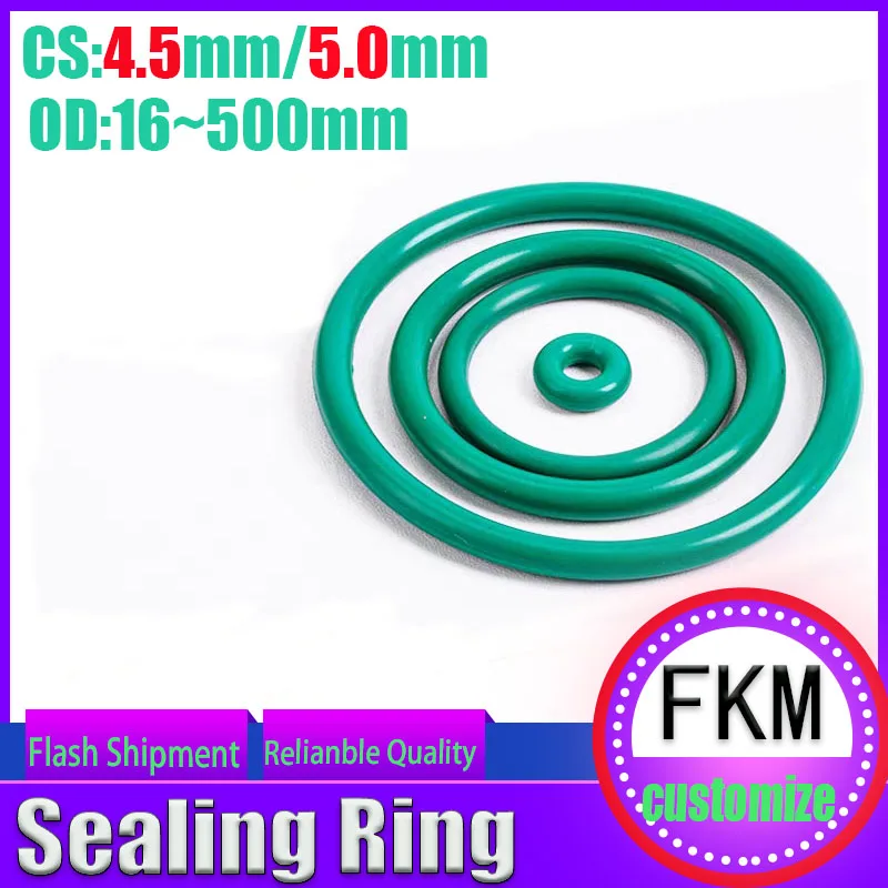FKM CS4.5/5.0mm High temperature and acid alkali resistant green fluororubber O-ring high-quality sealing gasket