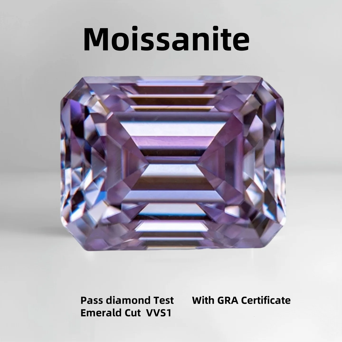 

Light Purple Loose Moissanite Gems Lab Diamonds Top Emerald Cut VVS1 0.5~10ct Lab Shining with GRA Certificate For Fine Jewelry