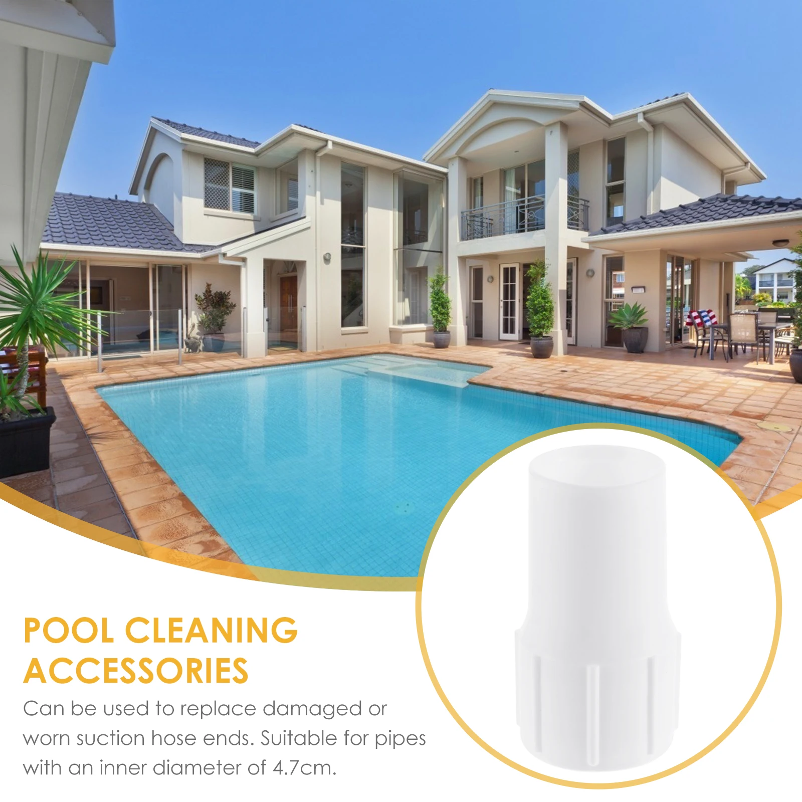 2pcs Skimmer Inlet Connector For Pool Vacuum Hose Threaded Cuff Durable Heavy Duty Plastic Replacement 4.7Cm Pipe Sturdy