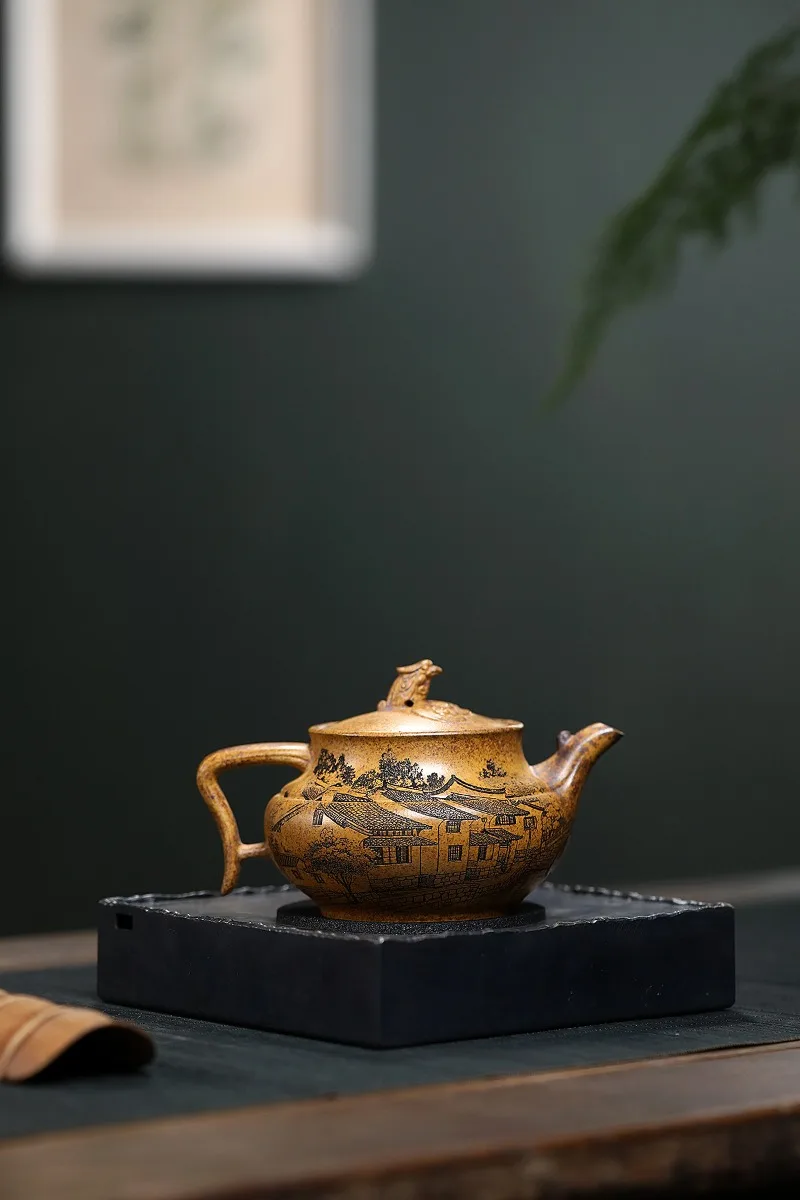 Yixing Handmade Purple Clay Teapot, Raw Ore, Gold Sand,tea Pot, Kung Fu Tea Set 280ml