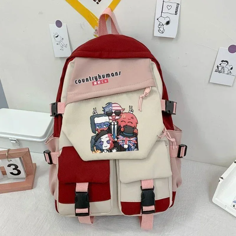 

Black Green Red Blue, CountryHumans Country Humans Countryball Polandball Kids Teens School Bags, Anime Backpacks Girls Boys