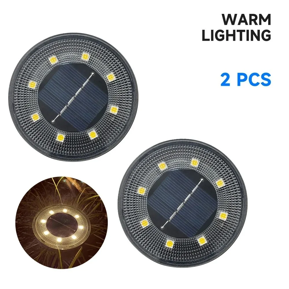 

2Pcs Solar Power Solar Buried Lights Super Bright Energy Saving Outside Solar Lights IP68 Waterproof Warm /White Light