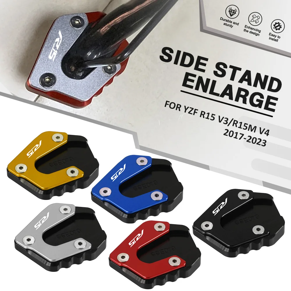 FOR Yamaha YZF R15 V3/R15M V4 2017-2023 Motorcycle Kickstand Extension Plate Foot Side Stand Enlarger Pad Support Plate CNC