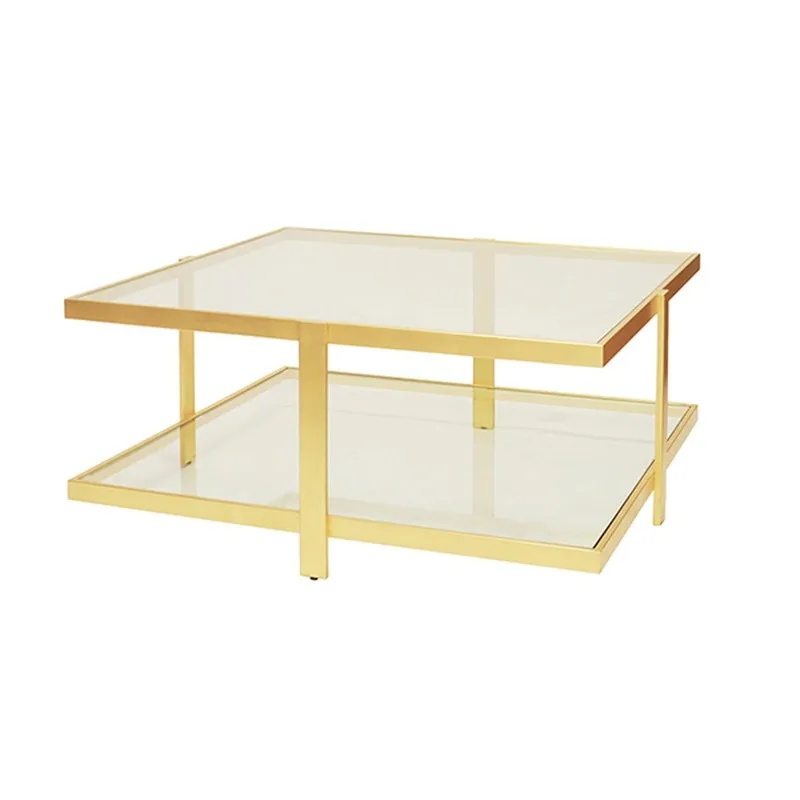 Light luxury stainless steel square coffee table soft decoration design coffee table