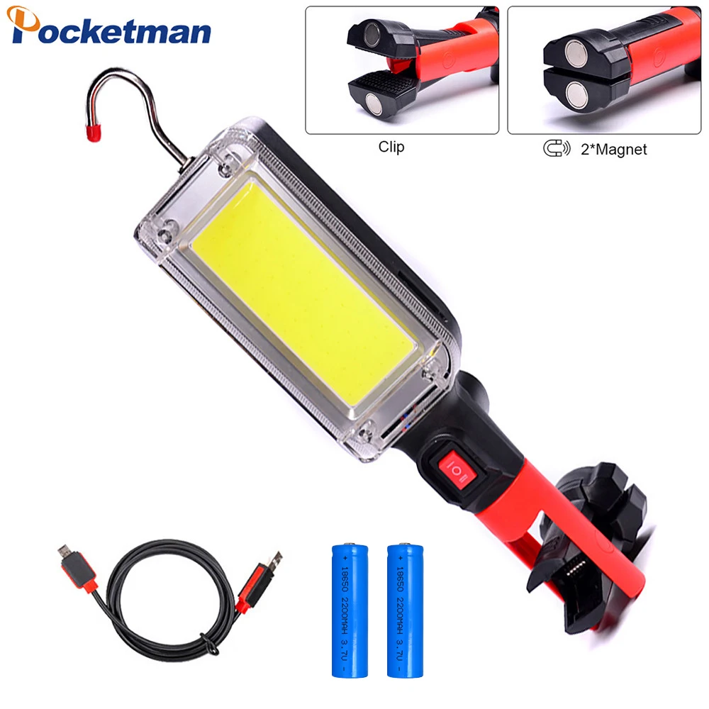 

1/2/4pcs USB Rechargeable COB Work Light Portable LED Flashlight 18650 Adjustable 2Mode Waterproof Magnet Design Camping Lantern