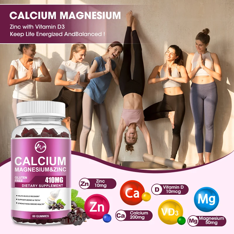 Minch Calcium Magnesium and Zinc Gummies Supports Bone Teeth & Heart Nerve Health Metabolism Immune health