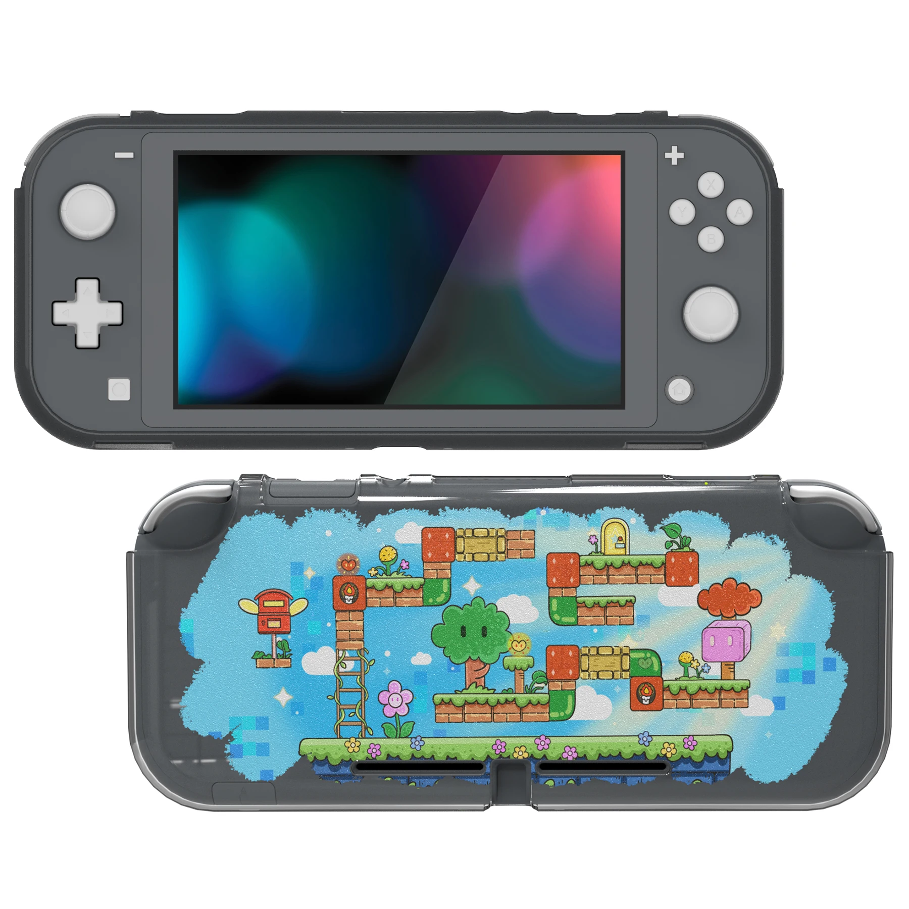 Nintendo Switch Lite용 PlayVital 귀여운 소프트 TPU 케이스 커버, 맞춤형 보호 쉘 - 블록 어드벤처 및 퍼즐 어드벤처