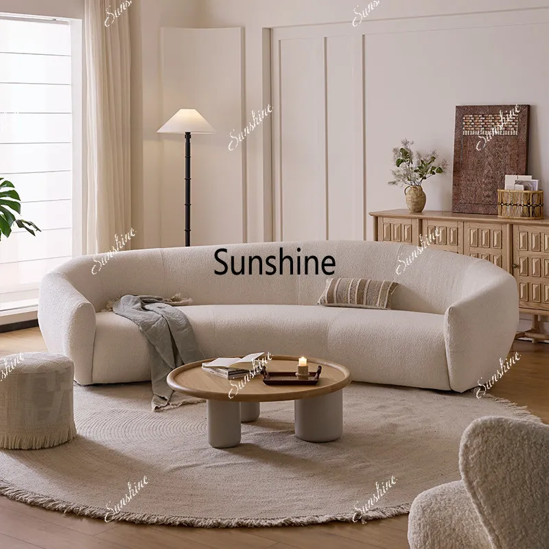 Living room small apartment French natural wind white three-person sofa