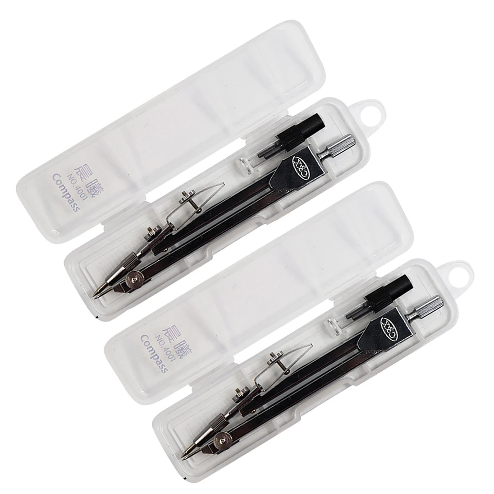 

2Pcs Drawing Compasses Metal Plastic Anti Rust School Office Supplies Kids Geometry Math Design Drafting Tools Circle Maker