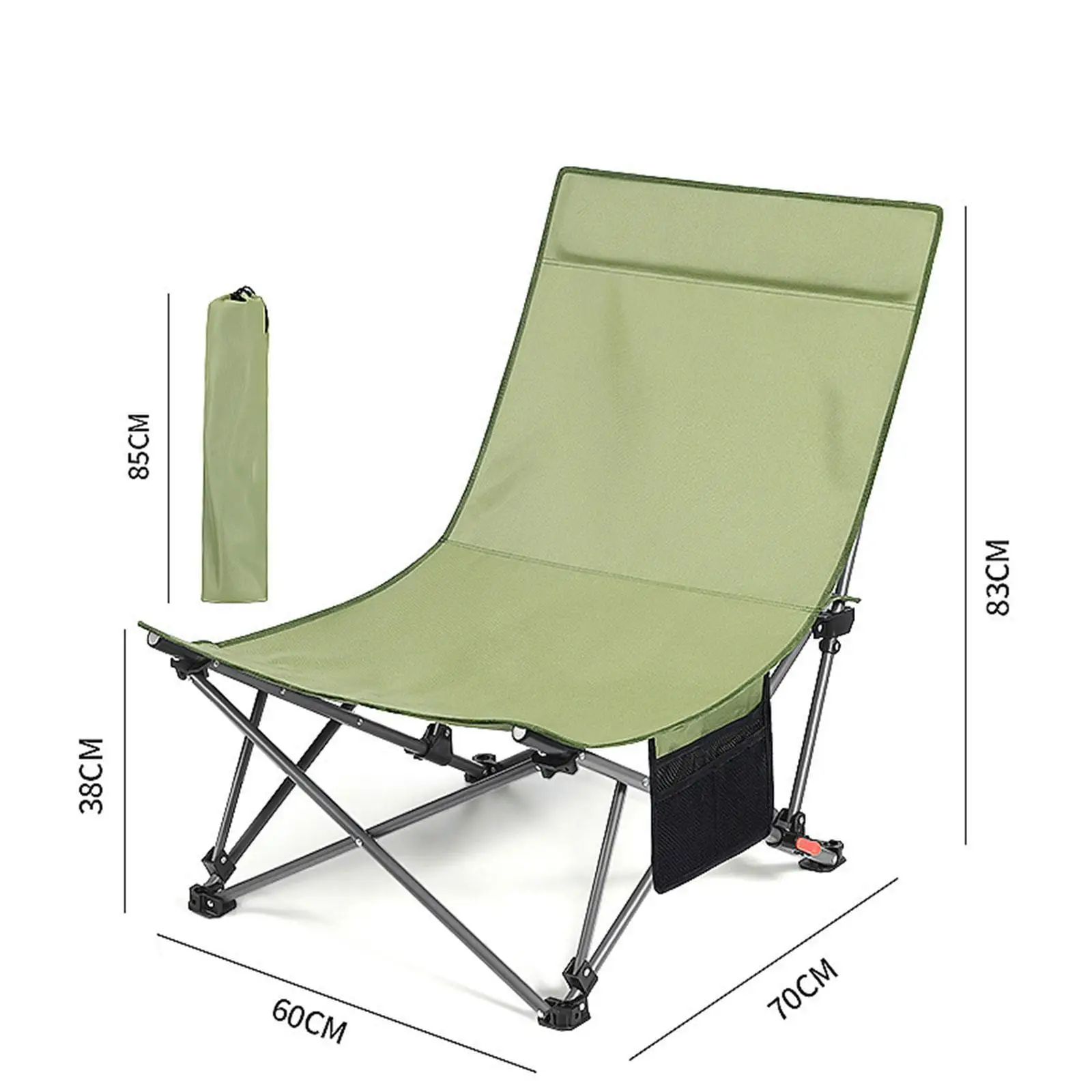 キャンプチェア 調節可能なラウンジャー キャリーバッグ付き コンパクト折りたたみ椅子