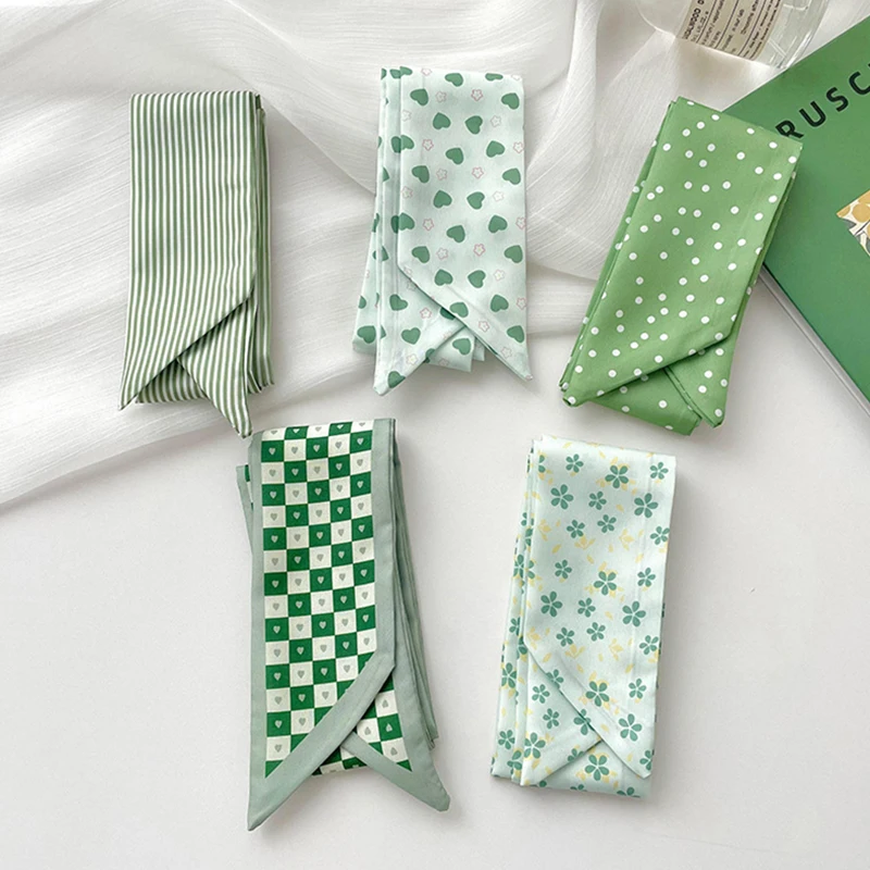 New Luxury Brand Model Small Silk Scarf for Women Hair Band Bag Handbag Handle Ribbon Scarf Band Neck Scarves Neckerchief